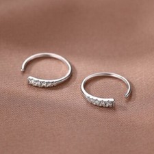 925 Sterling Silver Crystal Round Dangle Earrings Women Girls Jewellery Gift UK