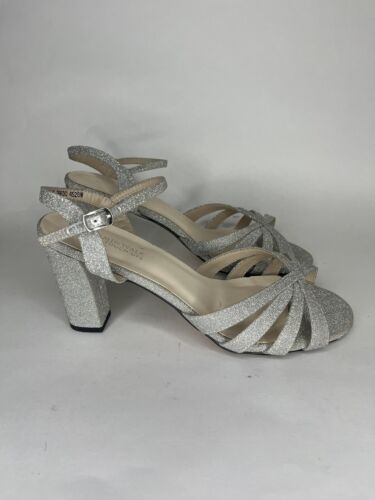 Benjamin Walk Touch Ups Shoes Heels Ankle Strap Sandals Silver Women Size 10.5W