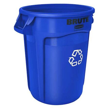 Rubbermaid Commercial Fg262073blue 20 Gal Round Recycling Bin, Open Top, Blue,