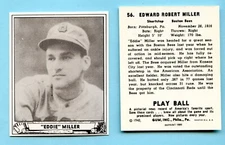 1940 Playball Reprint # 56 Eddie Miller  -- Boston Bees  Box 129