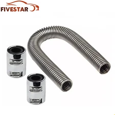36" Chrome Stainless Steel Radiator Hose & Flexible Radiator Hose Kit with Caps