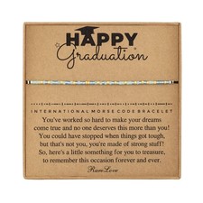 Happy Graduation 2025 Graduation Gifts for Her Morse Code Beaded Bracelet for Wo
