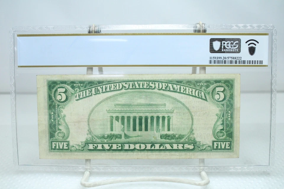1929 $5 Type-2 Bank of America NT&SA San Francisco CA Currency PCGS 20 #3420 - Image 2 of 2
