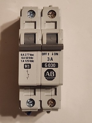 Allen Bradley 1492-CB1-G030 3 Amp Breaker with 1492-ACB-H1 - Free Shipping 