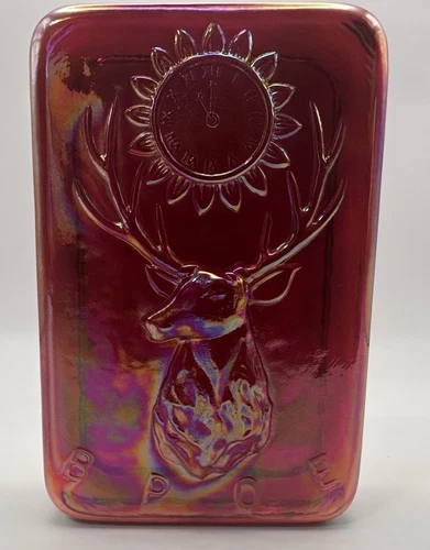 Vintage FENTON Red Iridescent Carnival Glass BPOE Elks Paperweight