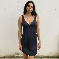 AllSaints Spitalfields Temptress Dress Womens 10 US 6 Black Plunge V Neck Mini