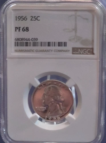 1956 WASHINGTON QUARTER - 25 CENT - NGC GRADED PF68 - PROOF Awesome Coin!