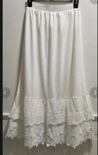White Half Slip Petticoat Ruffle Lace Hem Skirt Boho Prairie Sz S NWOT