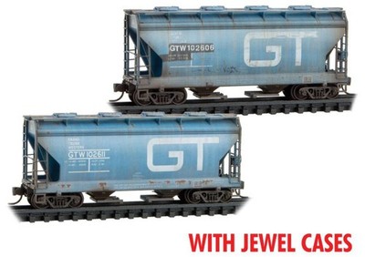 MTL 98305074 N Covered Hopper 2 Bay ACF CenterFlow Weathered GTW 2 Pack
