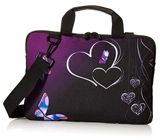 Purple Butterflies Canvas Laptop Carrying Shoulder Sleeve Case Csh-05