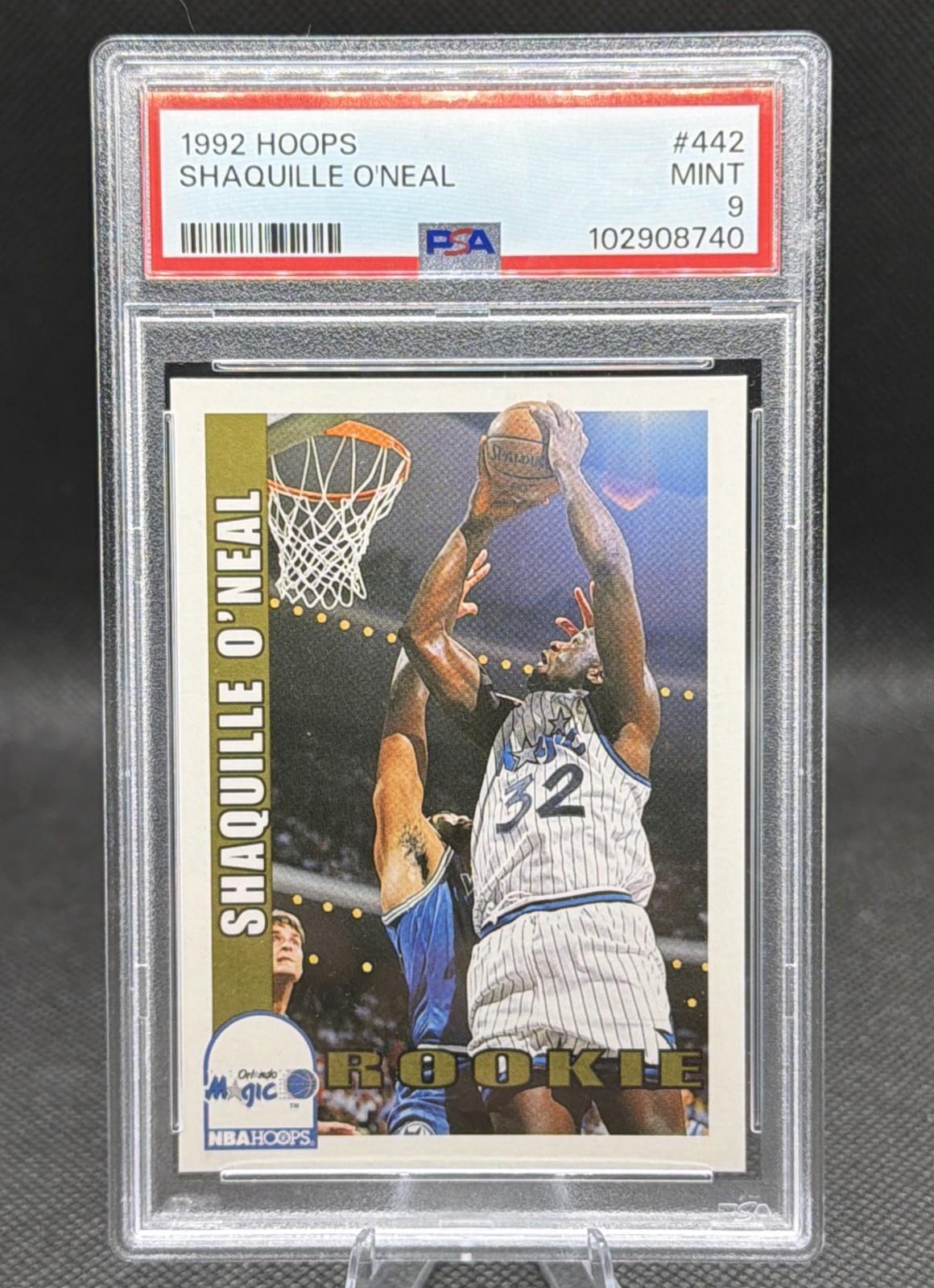 1992 HOOPS #442 SHAQUILLE O'NEAL ROOKIE RC - PSA 9 Magic view 1