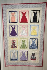 Beautiful Quilt with Vintage Dresses