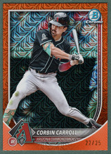 2025 Bowman Corbin Carroll BEAUTIFUL CONDITION! Orange Mojo Refractor 22 of 25