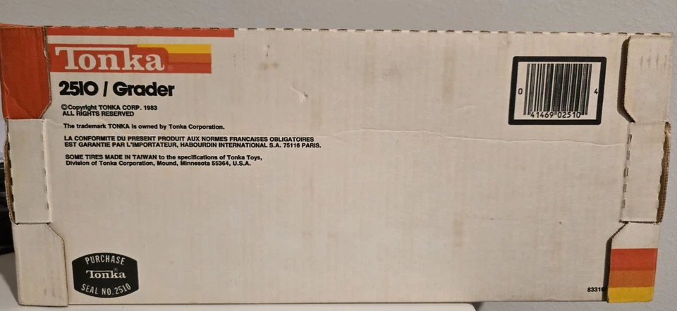 Tonka Grader 1983 with Original Box Model 2510 New Vintage Original Excellent - Image 2 of 4