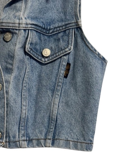 Vintage 90s Be Bop Clothing Cropped Denim Vest Sz Medium Made In USA - Picture 2 of 9