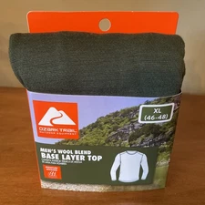 NWT Ozark Trail Men Wool Blend Base Layer Size XL Dark Green Moisture Wicking