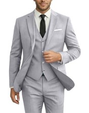 Men's Suits 3 Piece Set Slim Fit Wedding Prom Tuxedo Formal Suit for Men Grey