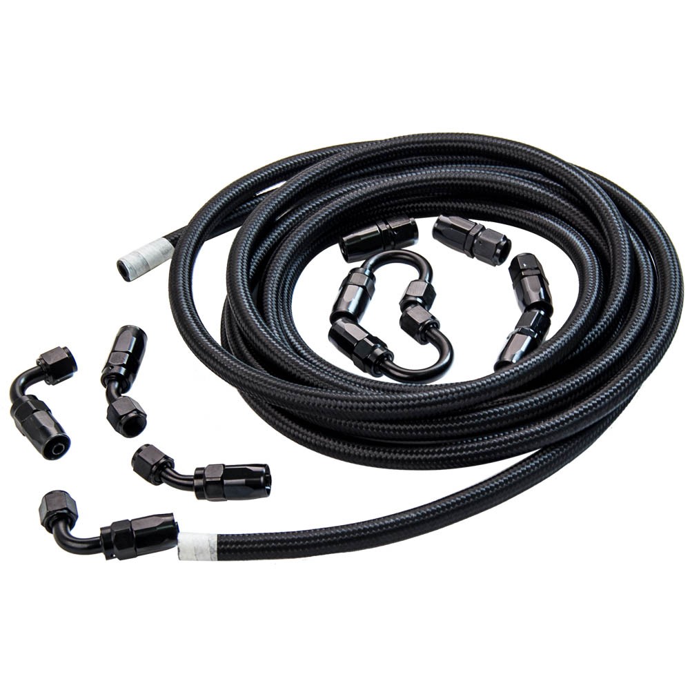 AN6 -6AN AN-6 Fitting Stainless Steel Nylon Braided Oil Fuel Hose Line 16FT Kit - Image 3