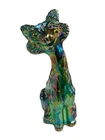 FENTON WINKING SMILING ALLEY CAT GREEN IRIDESCENT FIGURINE MUSEUM COLLECTION