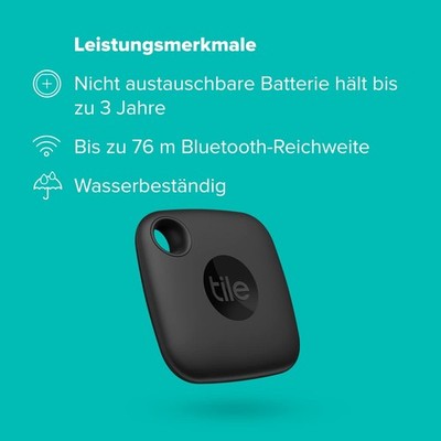 Tile Mate (2022) Bluetooth Schlüsselfinder, 2er Pack, 60m Reichweite, inkl. Comm