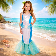Girls Ariel Little Mermaid World Book Day Fancy Dress Costume To Fit Age 7-9 Yrs