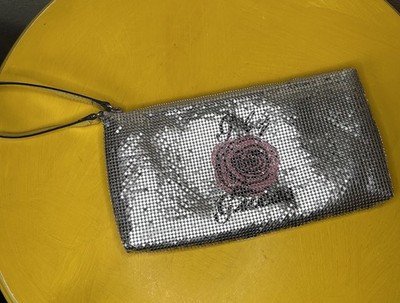 Vintage Y2K GUESS Wristlet Bag Purse Metallic Silver  2000 s