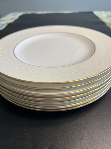 7pc Minton Gold Laurel Bone China 7.5” Dessert Plates Made in England S-733 - Picture 6 of 7