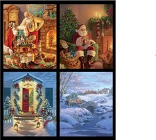 A Classic Christmas Pillow Panel, Santa, Winter Scene - Riley Blake P9544 