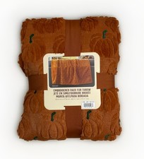 Viral TIK TOK Costco Embroidered Faux Fur Halloween Fall Throw Pumpkin NWT