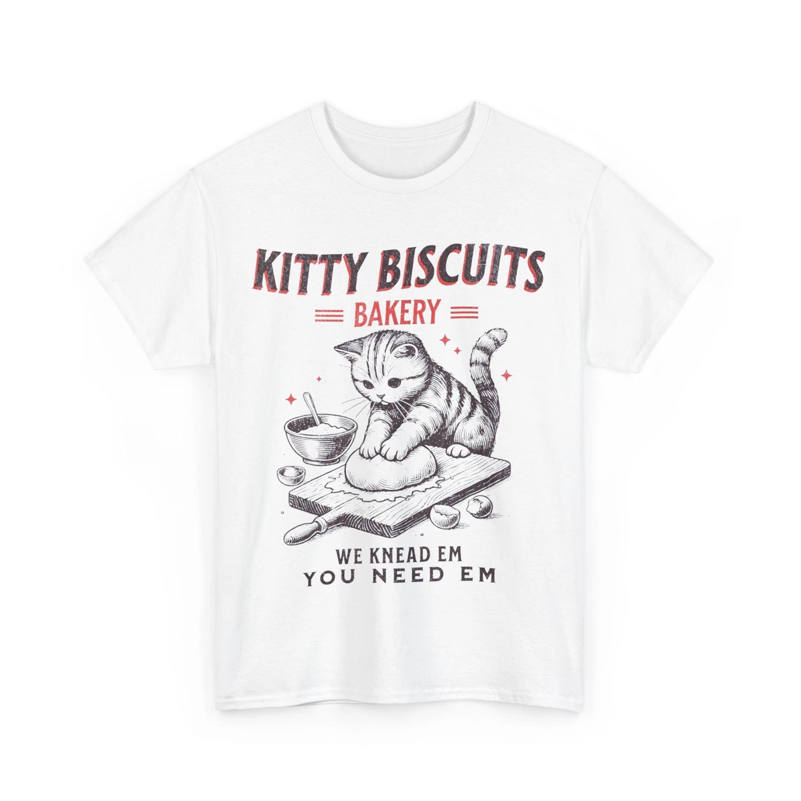Cat Baking T-Shirt, Kitty Biscuits We Knead Em Funny Shirt