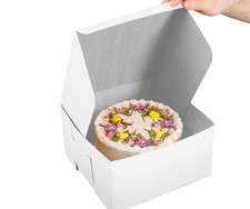 White Fold Flat Cake Boxes Cup Cake Muffins Dessert Storage Box - All Sizes
