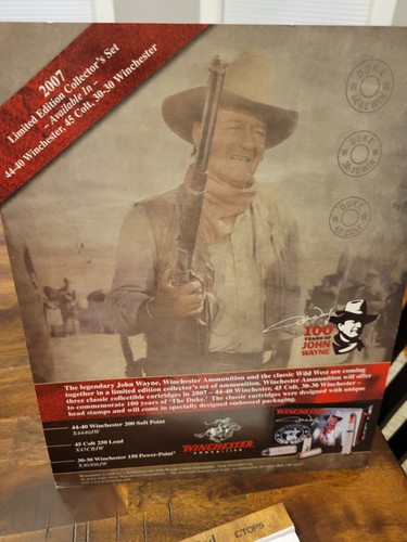 Original Winchester Cardboard Easel Store Display Sign John Wayne Commemorative