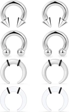 2G 4G 6G 8G 12G 14G Large Septum Rings Ear Gauges Internally Threaded Spike Hors