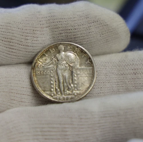 1917 Type 1 US S.L. Quarter 25c XF/AU (Cleaned)