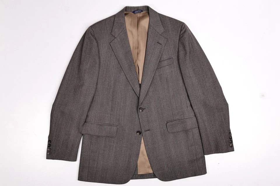 Vintage Cricketeer Herringbone Stripe Brown Wool Suit 40 R Pants 32x31 - Image 2 of 4