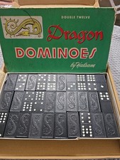 VTG Dragon Dominoes by Halsam Set No. 1220 Double Twelve - Box 91 pieces.