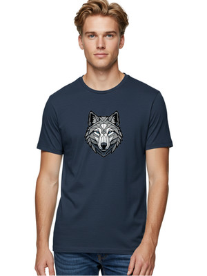 Geometric-Wolf-Head-7 Mens Graphic Tee, 100% Cotton, Casual Summer Wear