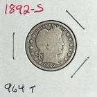 1892-S Liberty Barber Silver US Quarter