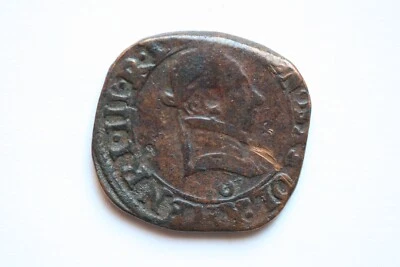 Double Tournois Henri III Bourges Y sans date croissant - Photo 1/2