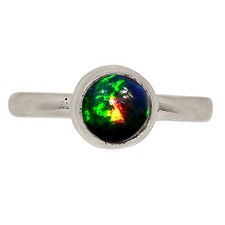 Natural Chalama Black Opal - Ethiopia 925 Silver Ring Jewelry s.8 ALLR-28722