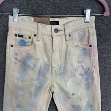 Polo Ralph Lauren Tompkins Skinny High Rise Ankle Sz 24 Artwork Paint Splatter