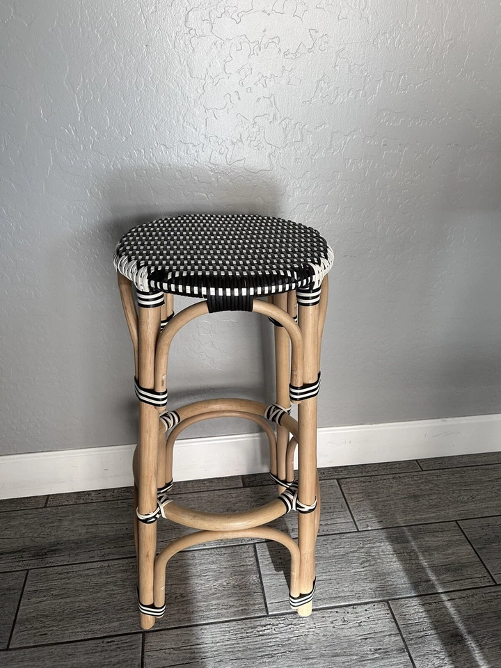 Perry Rattan Backless Woven Barstool Black/White - Threshold - Image 3 of 4