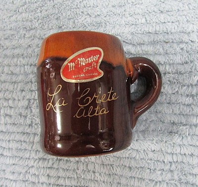 Vintage McMaster Pottery Brown Orange Miniature 3'' Mug La Crete Alberta FREE S/H