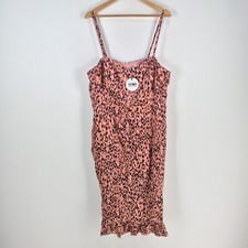 NEW Atmos here womens dress size 20 midi pencil pink leopard stretch 069241