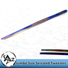 12" Long Tweezers Serrated Jaws Tips Multi Titanium Color Stainless Steel Pliers