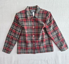 Sag Harbor Estilo Tweed Jacket Blazer Women's 12 Red Gray Tweed Old Money