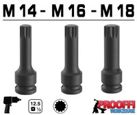 3X Vielzahn Kraft Schlagschrauber Stecknuss M14 M16 M18 Impact 12-Kant Nuss Lang