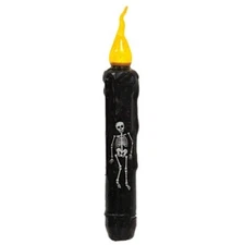 NEW PRIMITIVE TIMER Taper Candle DANCING SKELETON BLACK LED 6 3/4" HALLOWEEN