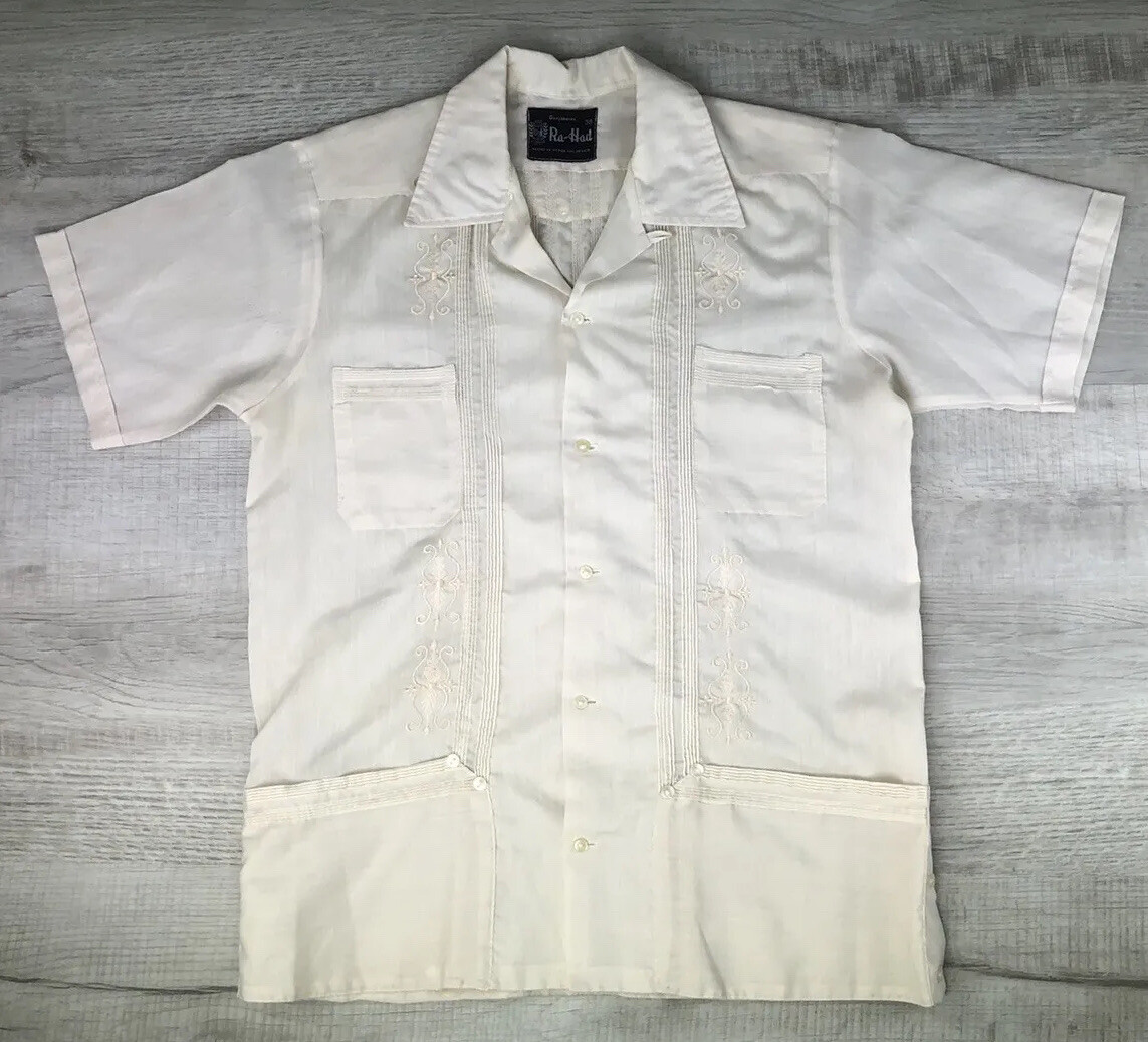 Vintage Mexican Wedding Shirt 60s 70s Guayaberas Ra-Had Made