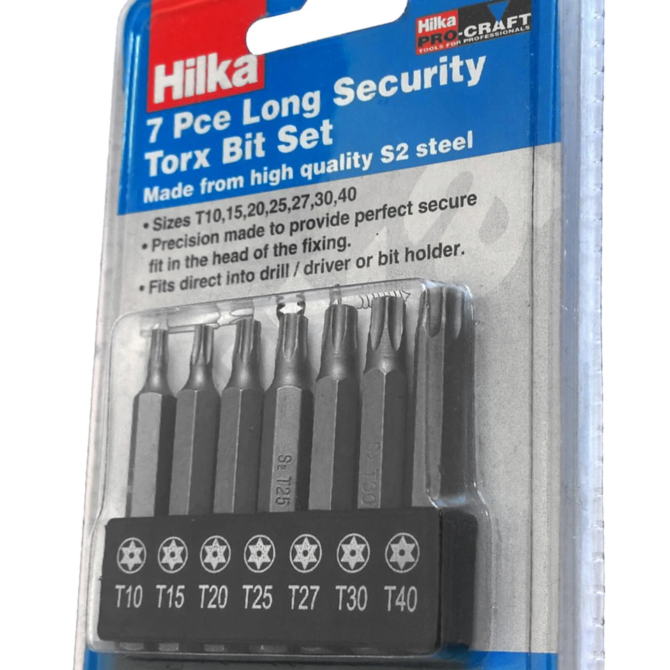 Hilka Long Security Torx Bit Set. Power Screwdriver Torx Star Security Bits Set